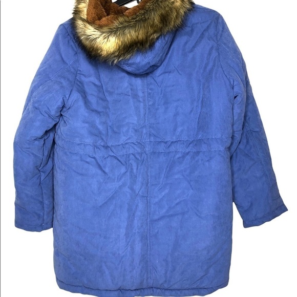 Nwt Grace Karin Blue Zip Front Parka Faux Fur Hooded Puffy Winter Coat - Size Xl - Picture 3 of 8